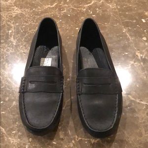 Kids Black Leather Penny Loafers